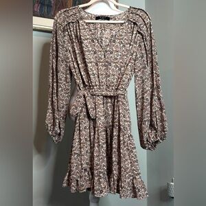 NWOT o.p.t Floral Tiered Ruffle Hem V-neck Mini Dress with Belt from Evereve